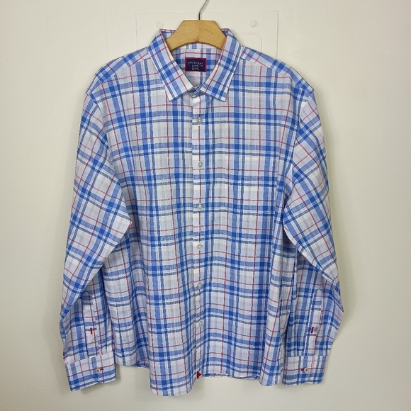 Untuckit Wrinkle Free Shirt Blue Red Plaid XL Reynvaan Button Down Long Sleeve - Picture 9 of 9